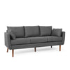 Nate Sofa with 2 Accent Pillows, 77 Inch Birch Wood, Charcoal Gray