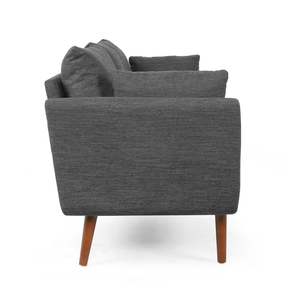 Nate Sofa with 2 Accent Pillows 77 Inch Birch Wood Charcoal Gray