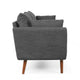 Nate Sofa with 2 Accent Pillows 77 Inch Birch Wood Charcoal Gray