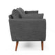 Nate Sofa, 2 Accent Pillows, 77" Birch Wood, Charcoal Gray