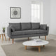 Nate Sofa with 2 Accent Pillows, 77 Inch Birch Wood, Charcoal Gray