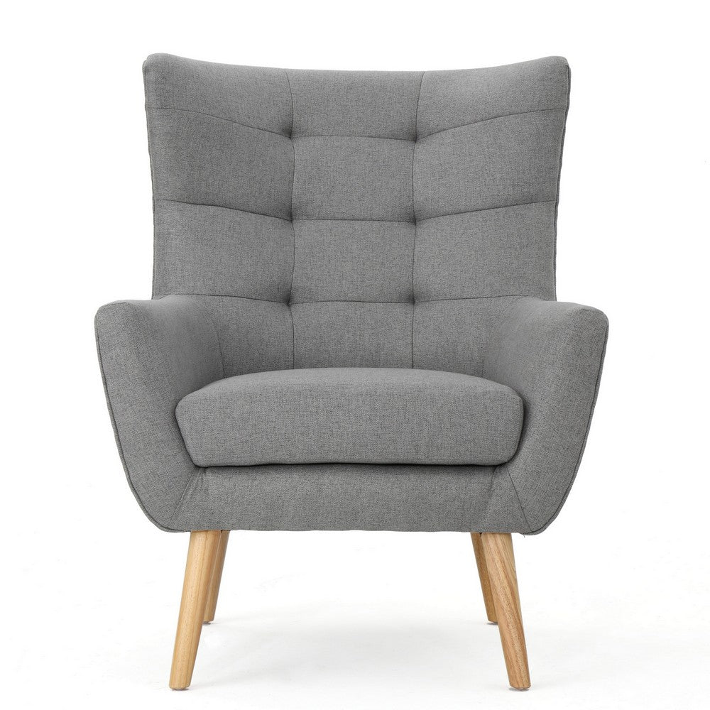 Ranie Accent Club Chair, Rubberwood Legs, Gray ed Polyester
