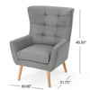 Ranie Accent Club Chair, Rubberwood Legs, Gray ed Polyester