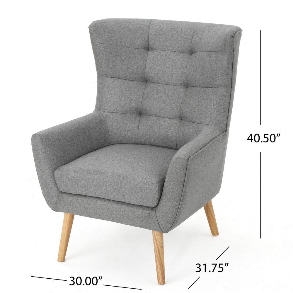 Ranie Accent Club Chair, Rubberwood Legs, Gray ed Polyester