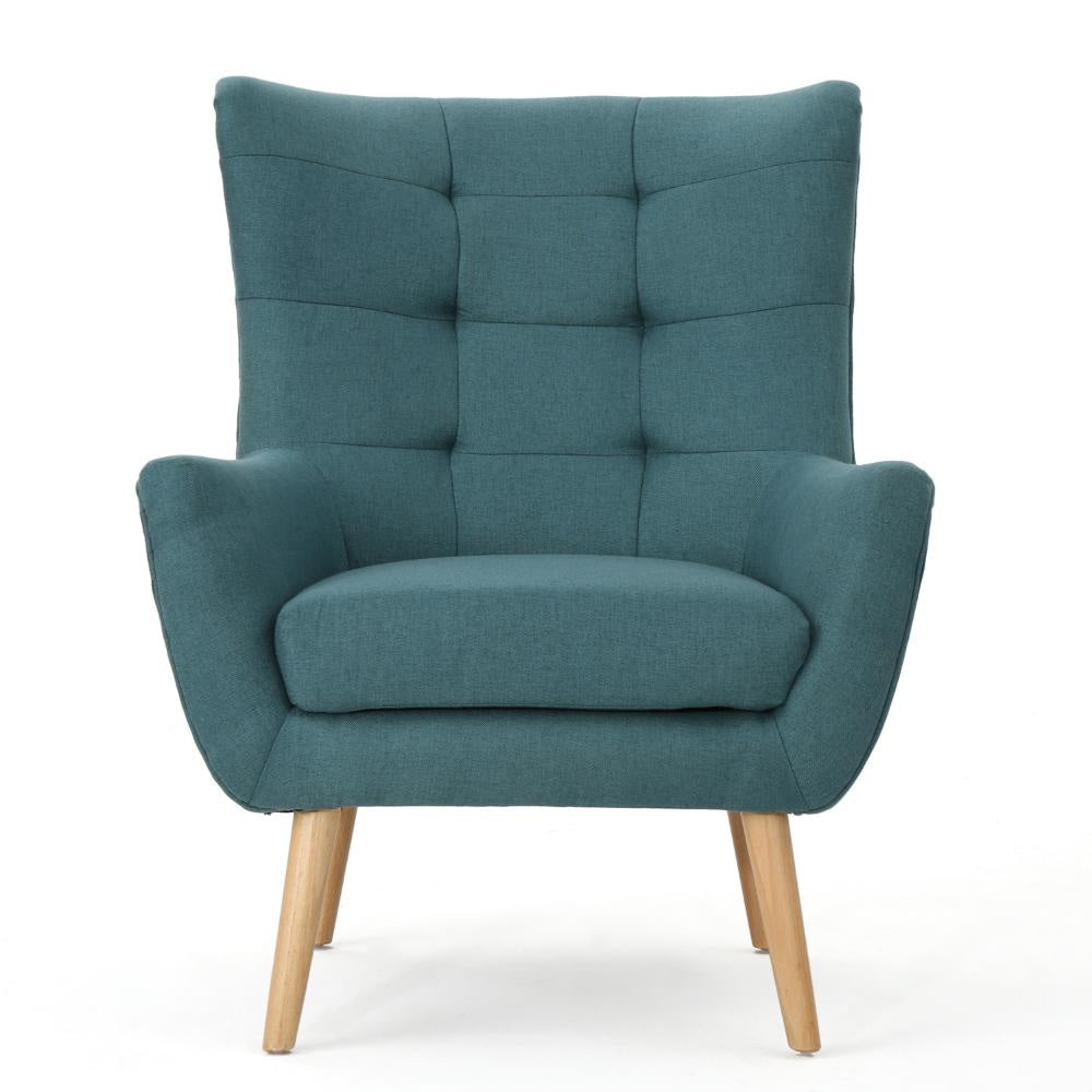 Ranie Accent Club Chair Rubberwood Legs Teal Button Tufted Polyester BM323675
