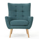 Ranie Accent Club Chair Rubberwood Legs Teal Button Tufted Polyester BM323675