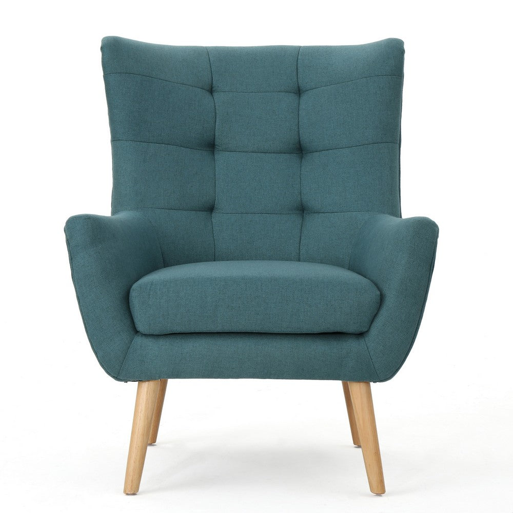 Ranie Accent Club Chair, Rubberwood Legs, Teal ed Polyester