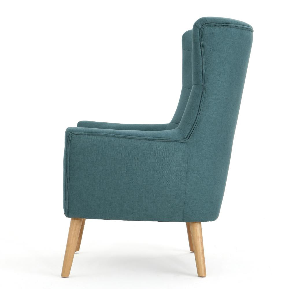 Ranie Accent Club Chair Rubberwood Legs Teal Button Tufted Polyester BM323675