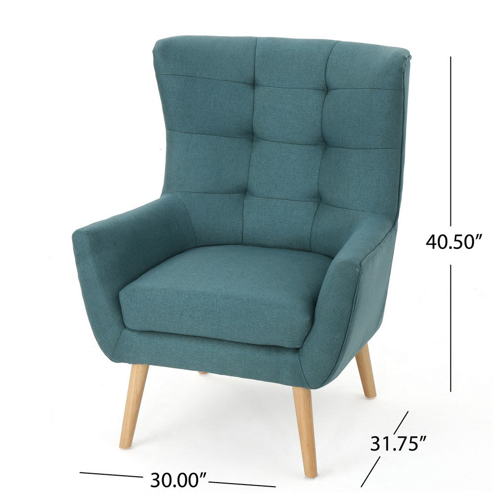 Ranie Accent Club Chair, Rubberwood Legs, Teal ed Polyester
