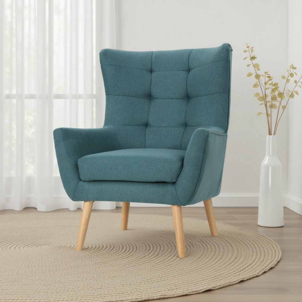 Ranie Accent Club Chair, Rubberwood Legs, Teal ed Polyester