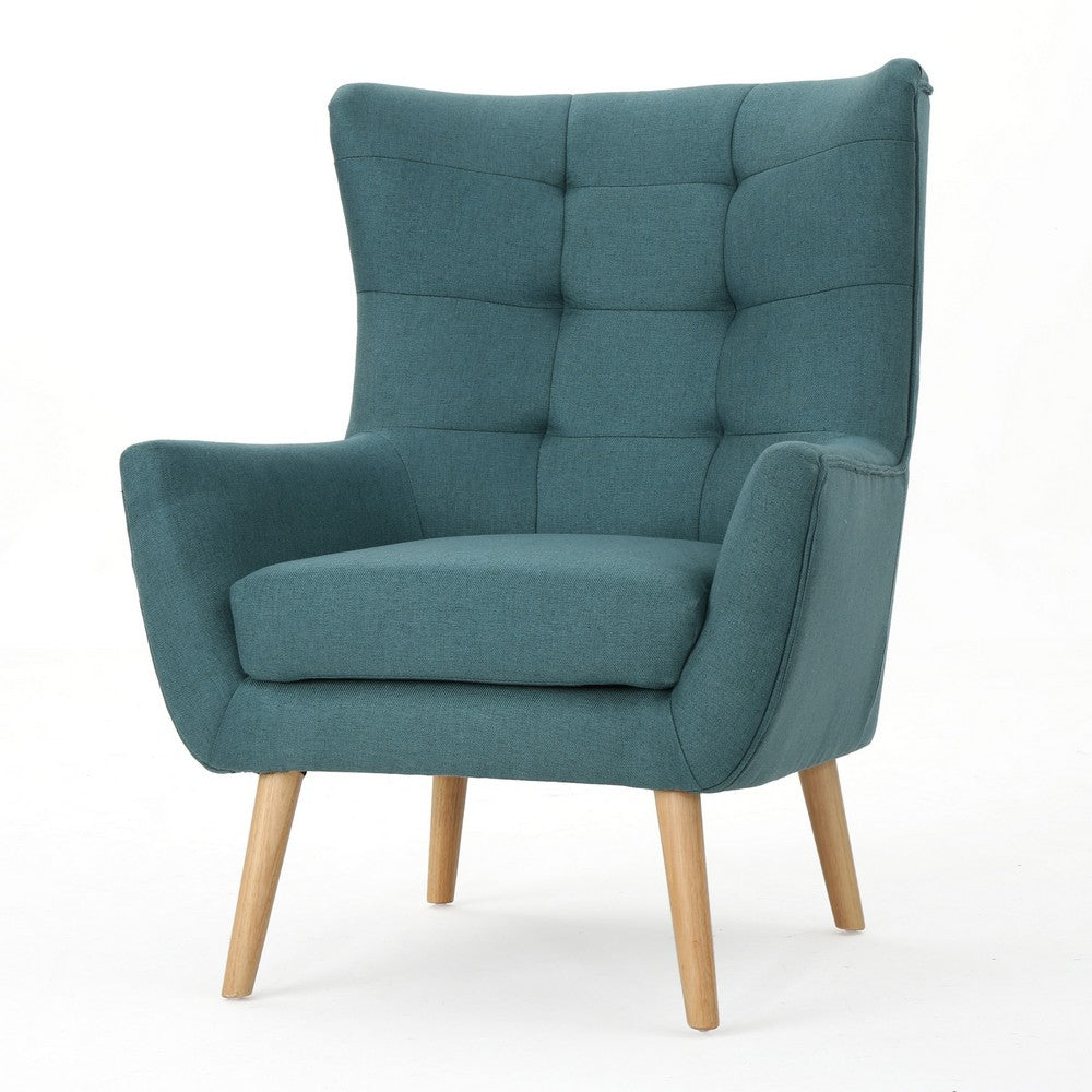Ranie Accent Club Chair, Rubberwood Legs, Teal ed Polyester