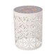 Riki Side End Table, 14", Mosaic Tile Rattan, White Metal
