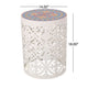 Riki Side End Table, 14", Mosaic Tile Rattan, White Metal