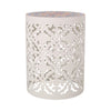 Riki Side End Table, 14", Mosaic Tile Rattan, White Metal