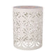 Riki Side End Table, 14", Mosaic Tile Rattan, White Metal