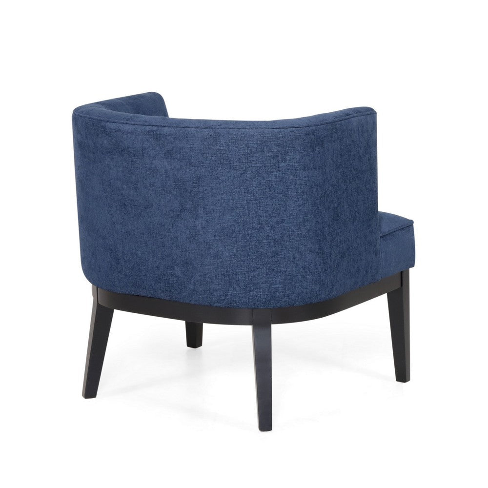 Addy Accent Chair Black Rubberwood Navy Blue Diamond Stitch Fabric