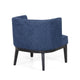 Addy Accent Chair Black Rubberwood Navy Blue Diamond Stitch Fabric