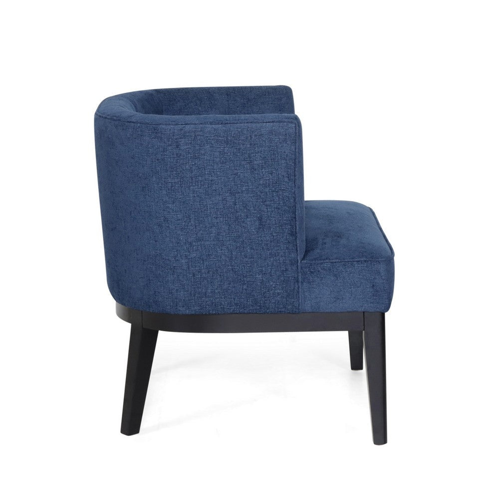 Addy Accent Chair Black Rubberwood Navy Blue Diamond Stitch Fabric