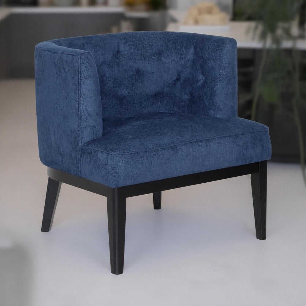 Addy Accent Chair, Black Rubberwood, Navy Blue Diamond Stitch Fabric