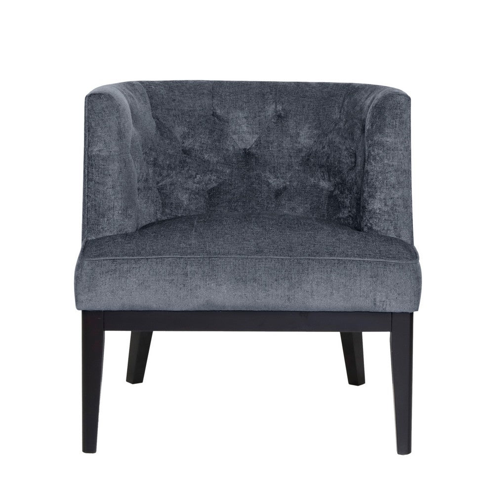 Addy Accent Chair, Black Rubberwood, Charcoal Gray Fabric