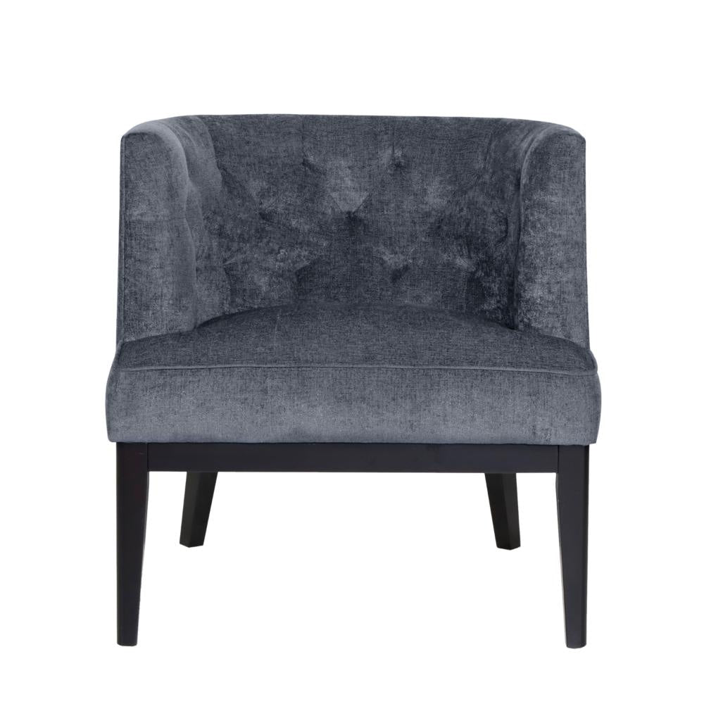 Addy Accent Chair Black Rubberwood Dark Gray Diamond Stitch Fabric