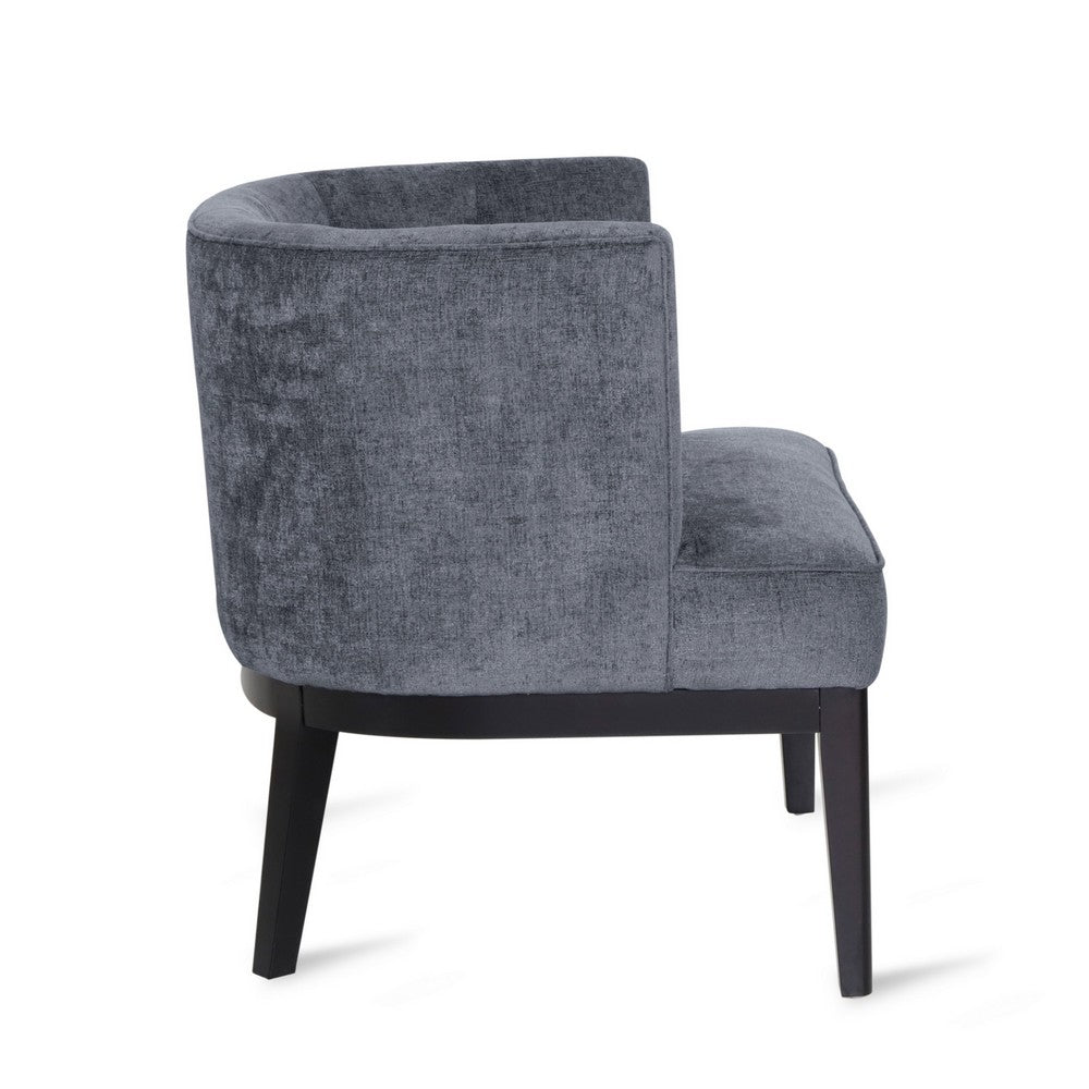 Addy Accent Chair, Black Rubberwood, Charcoal Gray Fabric