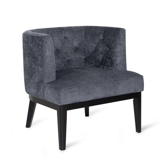 Addy Accent Chair, Black Rubberwood, Dark Gray Diamond Stitch Fabric