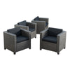 Elza Accent Chair Set of 4, Rattan Wicker, Charcoal Gray