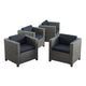 Elza Outdoor Accent Chair Set of 4 Rattan Wicker Charcoal Gray Seat BM323683