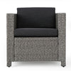 Elza Outdoor Accent Chair Set of 4 Rattan Wicker Charcoal Gray Seat BM323683