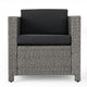 Elza Outdoor Accent Chair Set of 4 Rattan Wicker Charcoal Gray Seat BM323683
