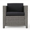 Elza Accent Chair Set of 4, Rattan Wicker, Charcoal Gray