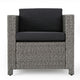 Elza Accent Chair Set of 4, Rattan Wicker, Charcoal Gray