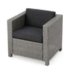 Elza Accent Chair Set of 4, Rattan Wicker, Charcoal Gray