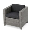 Elza Outdoor Accent Chair Set of 4 Rattan Wicker Charcoal Gray Seat BM323683