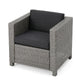 Elza Outdoor Accent Chair Set of 4 Rattan Wicker Charcoal Gray Seat BM323683