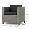 Elza Accent Chair Set of 4, Rattan Wicker, Charcoal Gray