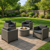 Elza Accent Chair Set of 4, Rattan Wicker, Charcoal Gray