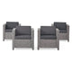 Elza Outdoor Accent Chair Set of 4, Rattan Wicker, Charcoal Gray Seat