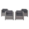 Elza Accent Chair Set of 4, Rattan Wicker, Charcoal Gray