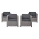 Elza Accent Chair Set of 4, Rattan Wicker, Charcoal Gray