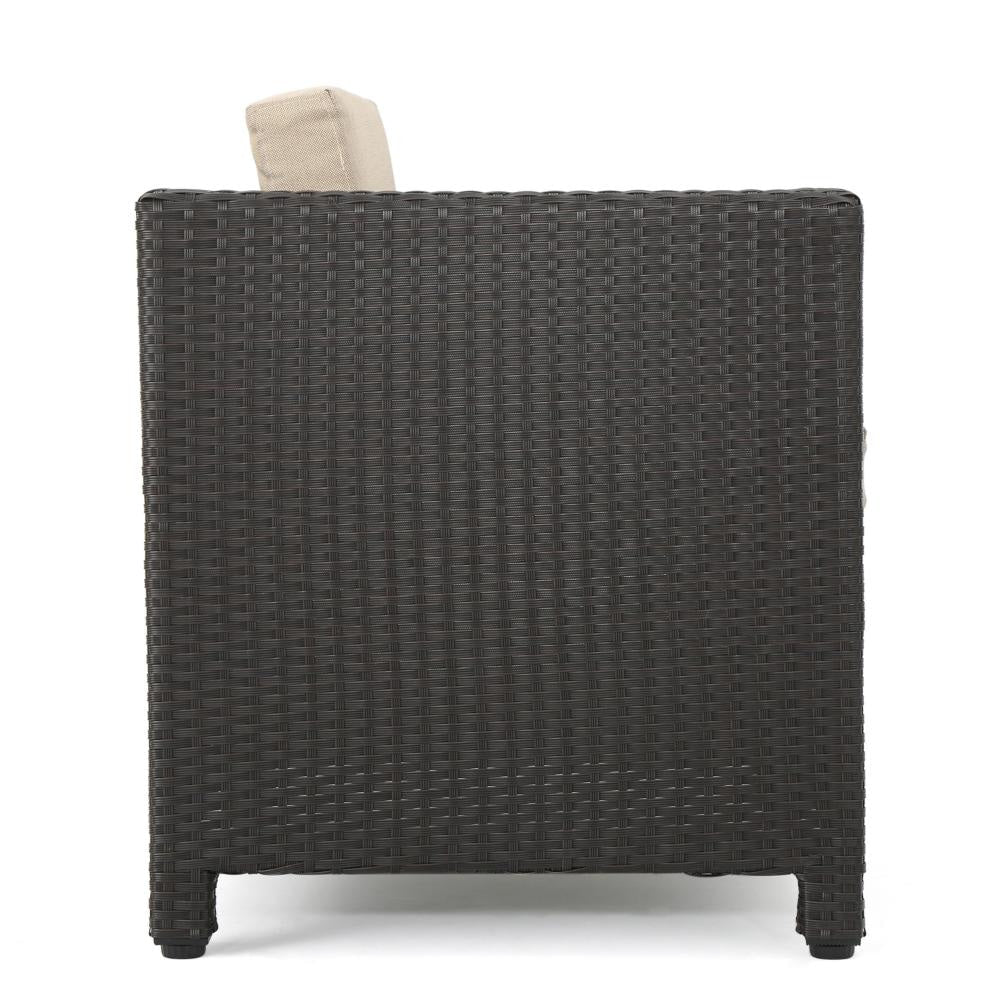 Elza Outdoor Accent Chair Iron Brown Faux Rattan Wicker Beige BM323685