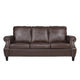 Sofa 80 Inch 3-Seater Nailhead Trim Birch Wood Brown Faux Leather BM323688