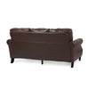 Sofa 80 Inch 3-Seater Nailhead Trim Birch Wood Brown Faux Leather BM323688