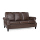 Sofa, 80 Inch 3-Seater, Nailhead Trim, Birch Wood, Brown Faux Leather