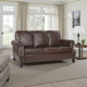 Sofa, 80" 3-Seater Birch Wood, Dark Brown Faux Leather