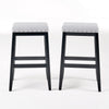 Arica Barstool Set of 2, Saddle Seat, Wood, Light Gray