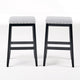 Arica Barstool Set of 2, Saddle Seat, Wood, Light Gray