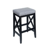 Arica Barstool Set of 2, Saddle Seat, Wood, Light Gray