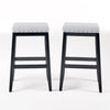 Arica Barstool Set of 2, Saddle Seat X-Cross Rubberwood, Light Gray